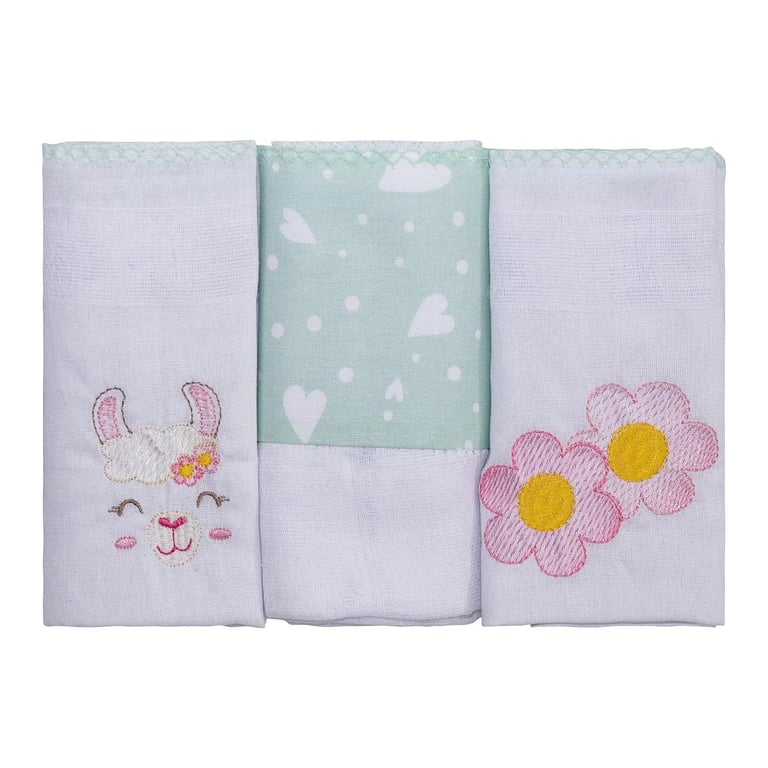 Kit Fralda de Pano Incomfral Bublim Encanto Lhama 03 Peças