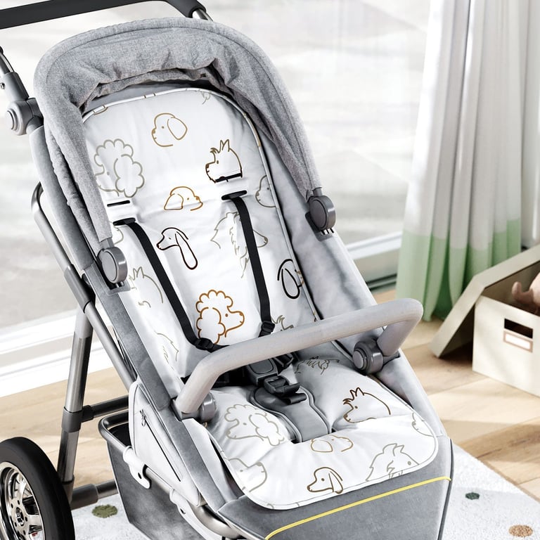 Capa de Carrinho com Protetor de Cinto Cachorrinhos