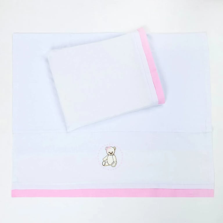 Jogo de Lençol Carrinho Teddy Rosa