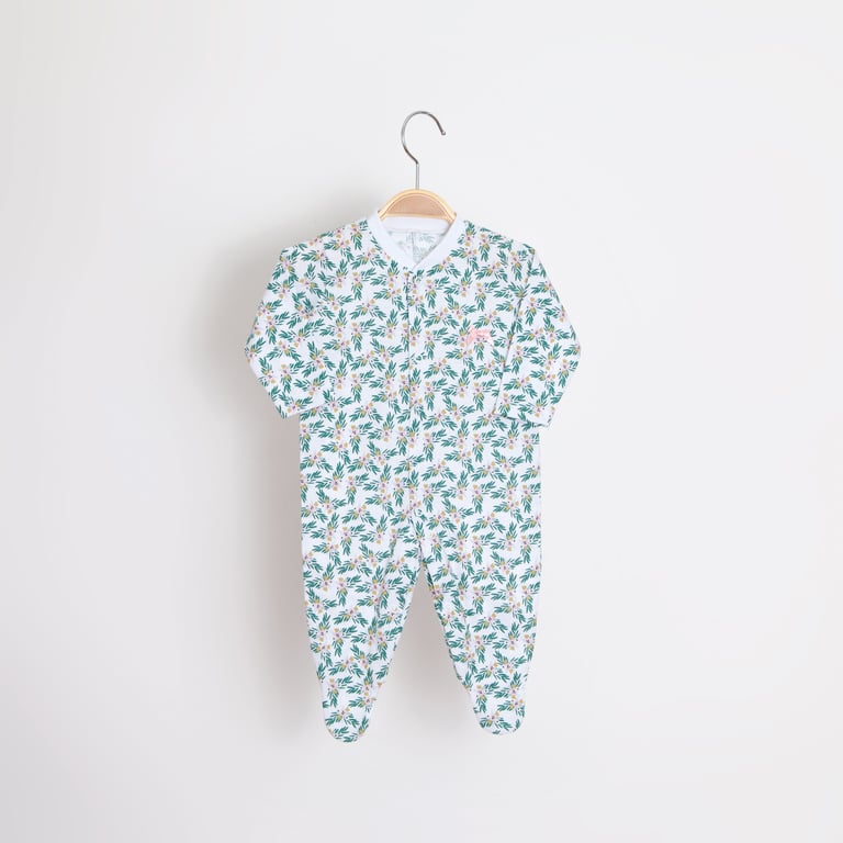 Macacão Bebê Estampas Flores Algodão Abertura Frontal PP