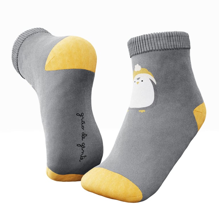 Meia Bebê Pinguim Grafite