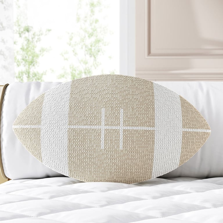 Almofada Tricot Bola de Futebol Americano Bege — vista alternativa