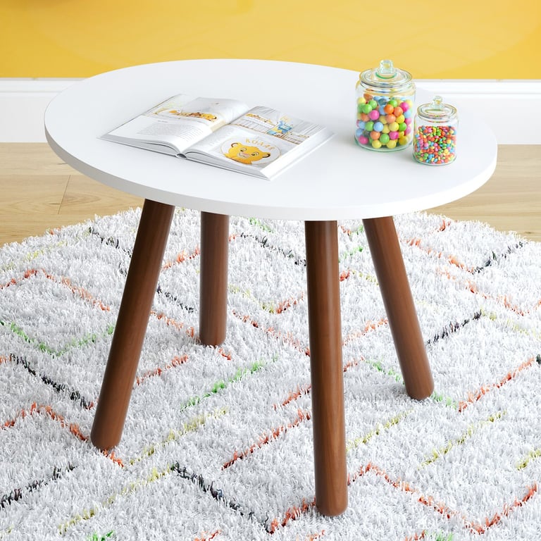 Mesa Oval Infantil Branco Orelhinhas