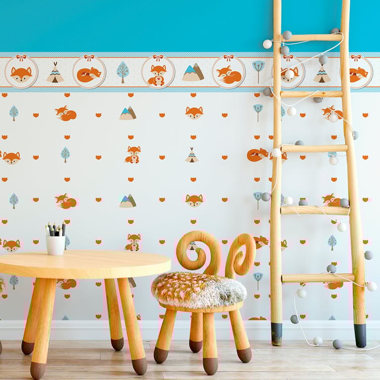 Papel Meia Parede Raposinha Laranja 1,5m