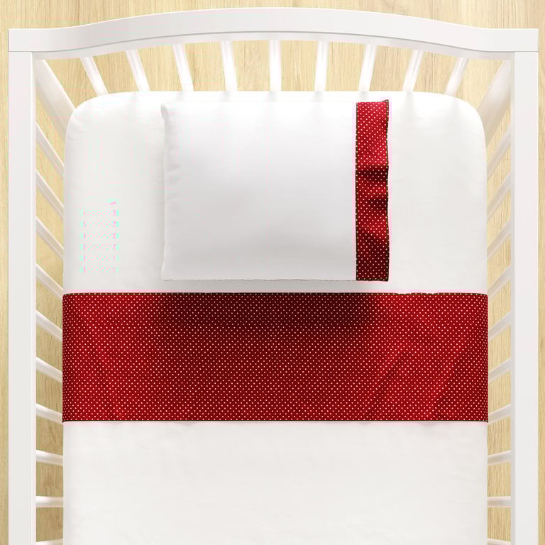 Jogo de Lençol Berço Poá Vermelho 3 peças