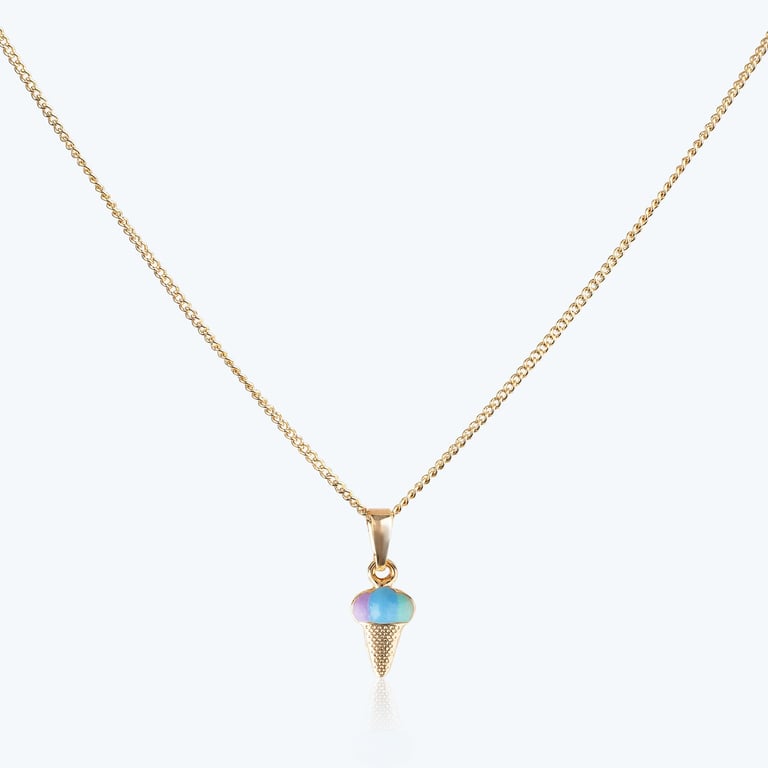 Conjunto Infantil Colar e Brincos Sorvetinho Colorido Ouro — vista alternativa