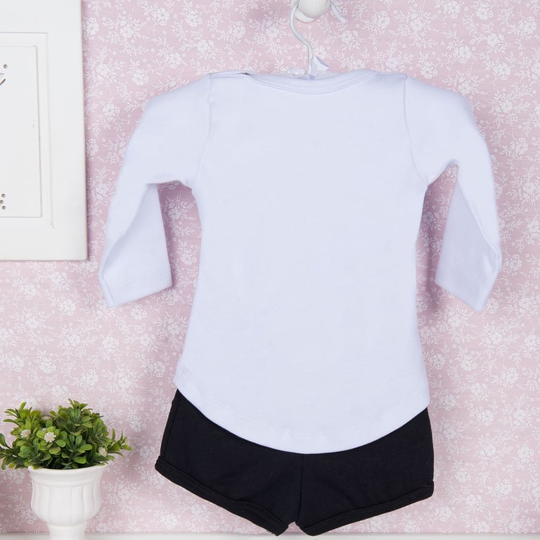 Conjunto Manga Longa e Short Com Pedraria 9 a 12 Meses — vista alternativa