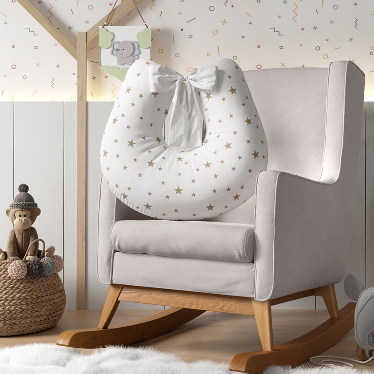 Almofada Amamentação Estrelinhas Azul com Laço — vista alternativa