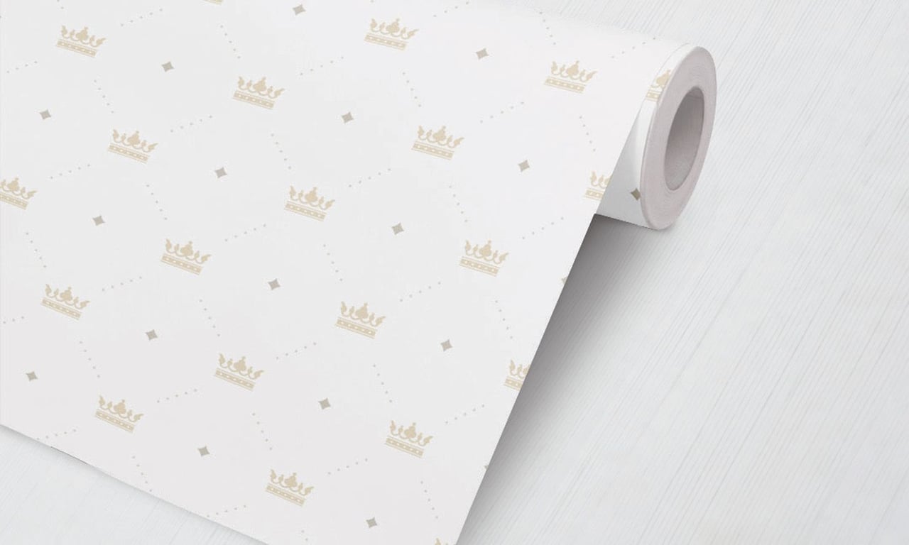 Papel de Parede Coroas e Losangos Bege 3M