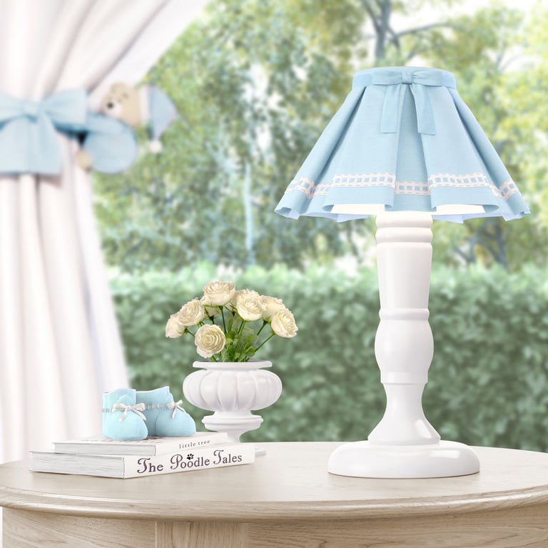 Abajur Madeira Torneado Azul Clássico