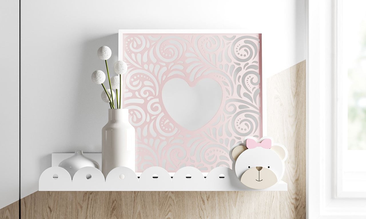 Prateleira MDF Ursinha Clássica Rosa