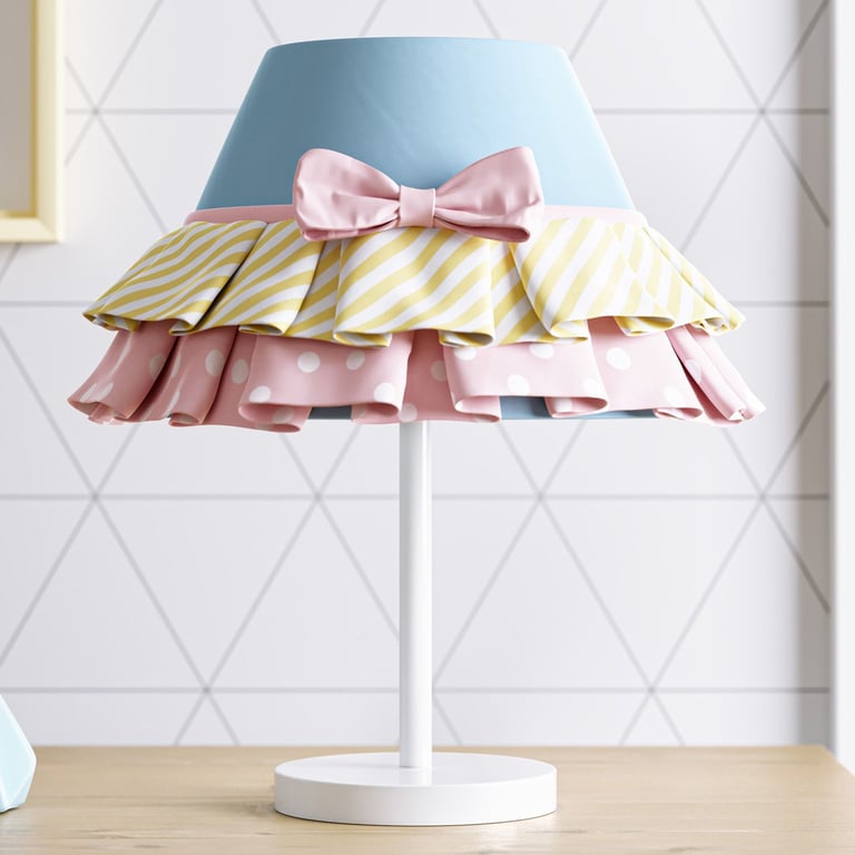 Abajur Simples Poá, Listra e Lacinho