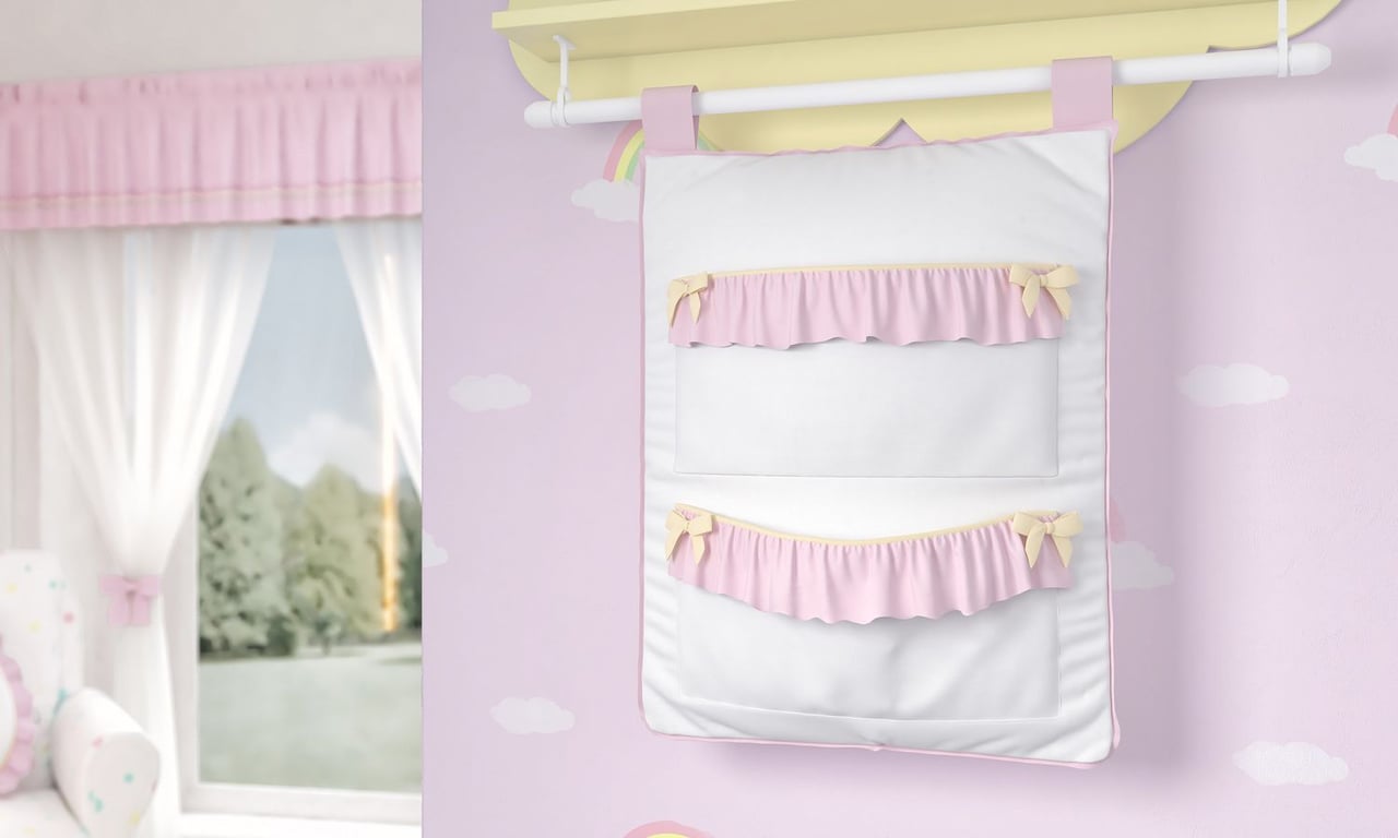 Porta Fraldas Varão Arco-Íris com Babado — vista alternativa