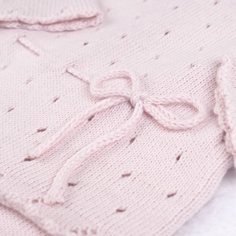 Saída Maternidade Tricot Camélia Rosa 03 Peças