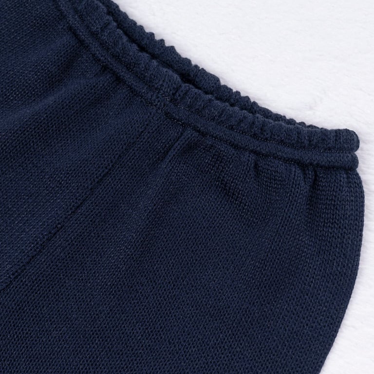 Conjunto Tricot Suéter e Calça Baseball Listras Bege e Azul Marinho 02 Peças — vista alternativa
