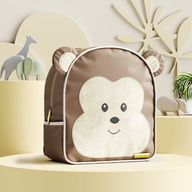 Mochila Maternidade Amiguinho Macaco com Orelhinha 36cm
