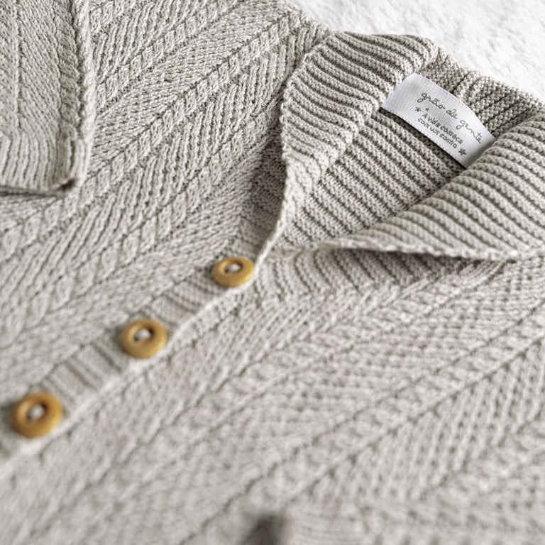 Saída Maternidade Tricot Casaquinho Monarca Cinza 03 Peças