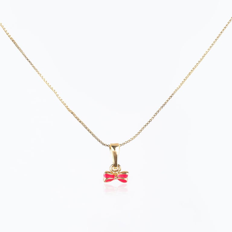 Conjunto Infantil Colar e Brincos Laço Pink e Ouro — vista alternativa