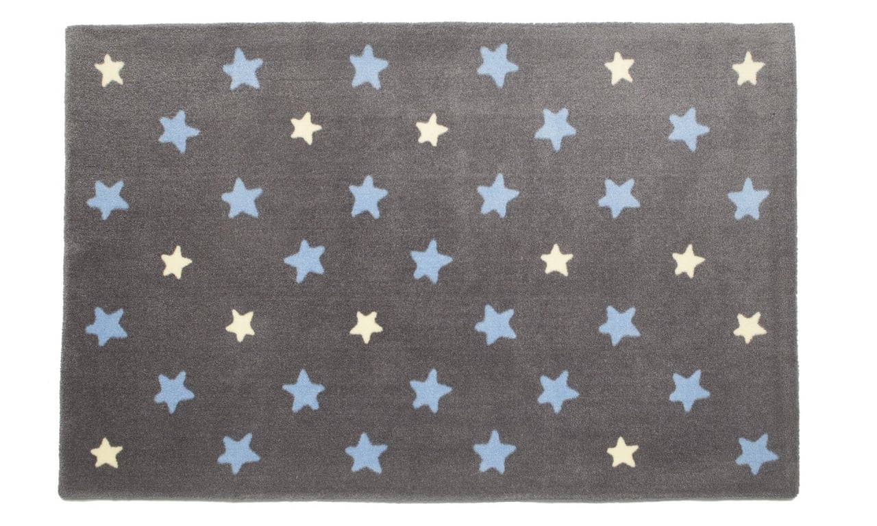 Tapete Retangular Grafite Estrela Azul/Amarelo 2,50m