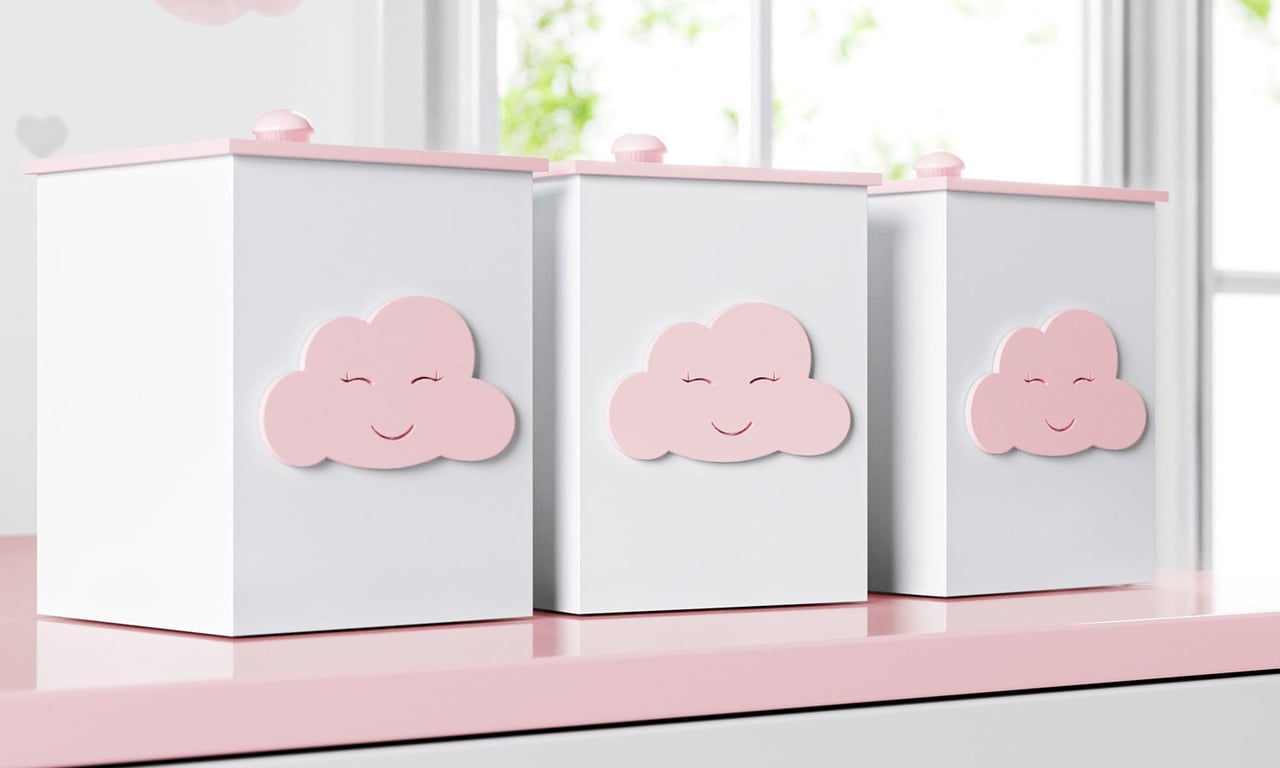 Jogo de Potes Nuvem Rosa