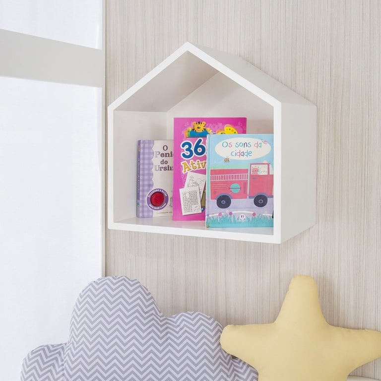 Nicho de Madeira Casinha Branco 40cm