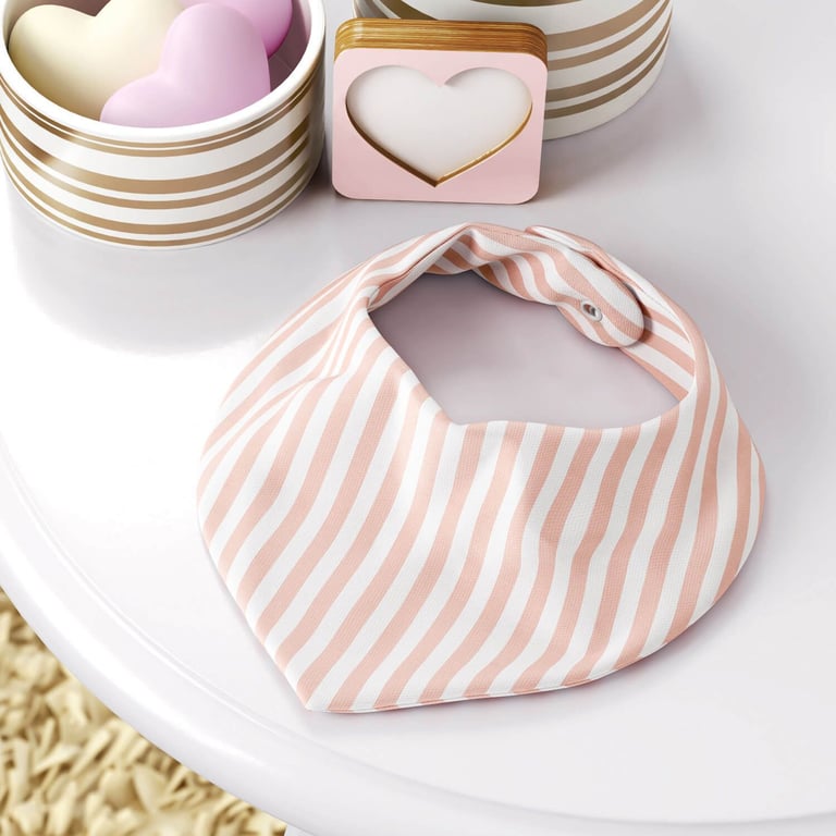 Babador Bandana Listrado Branco/Rosé
