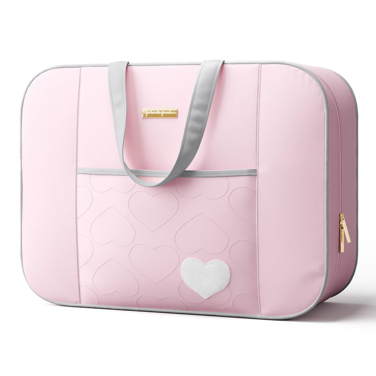 Mala Maternidade Coração Rosa e Cinza 48cm