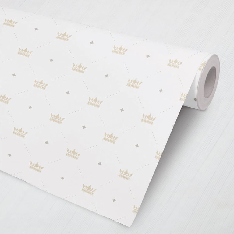Papel de Parede Coroas e Losangos Bege 3M