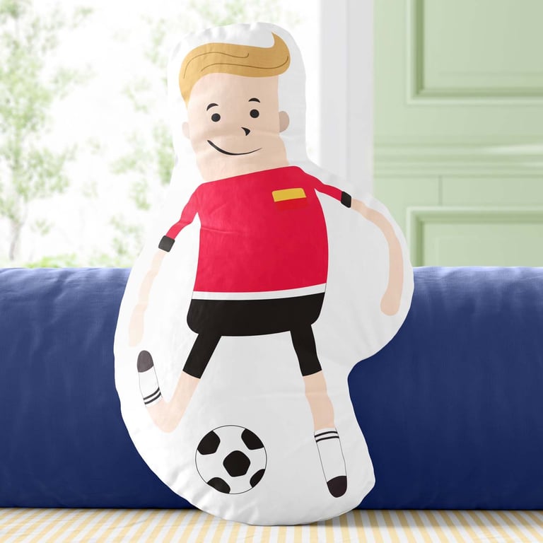 Almofada Jogador de Futebol Vermelha e Preta