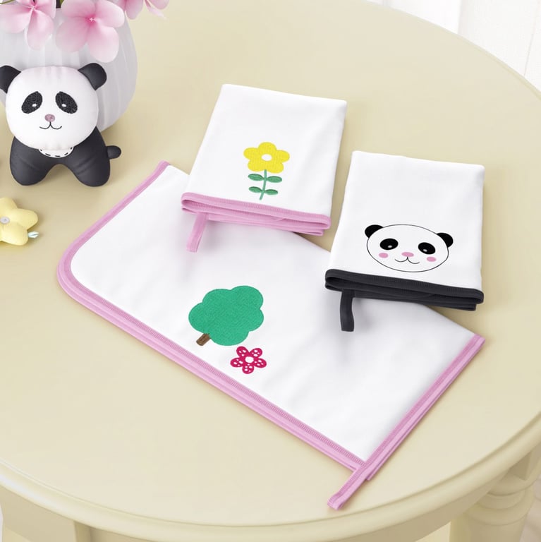 Jogo de Fraldas Boca Malha Floral Moderna