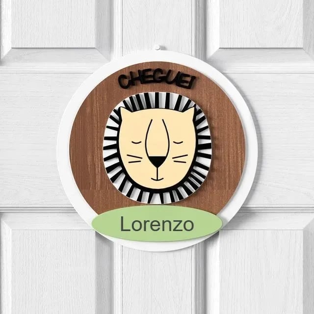 Porta Maternidade Personalizado Leão Amiguinhos da Floresta - Lorenzo