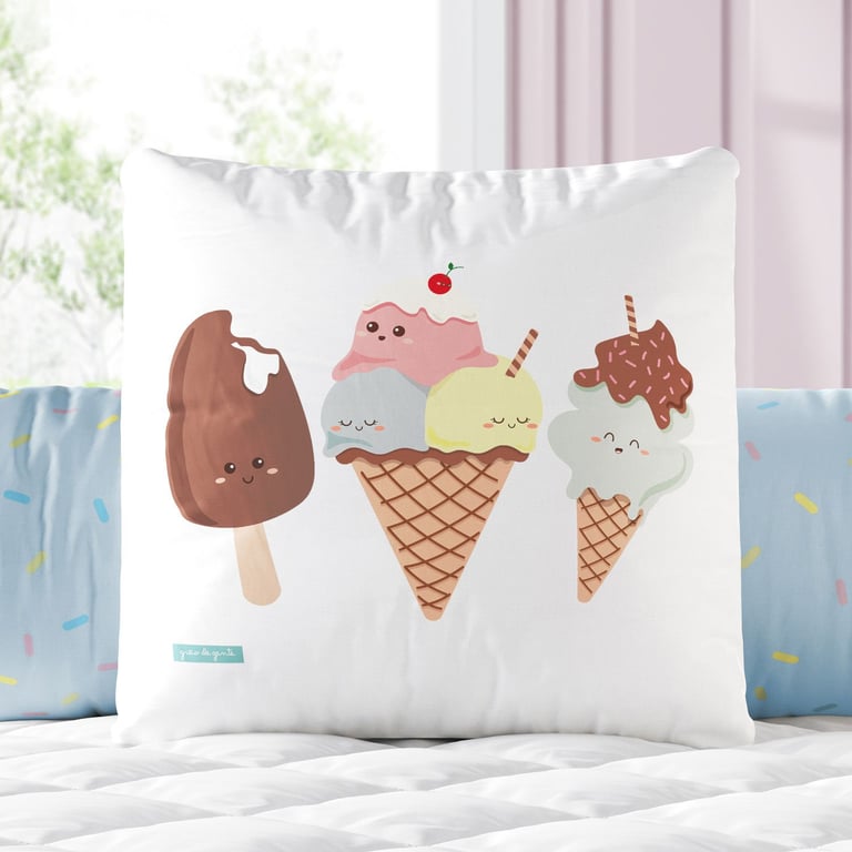 Almofada Quadrada Sorvetinho Colorê 30cm