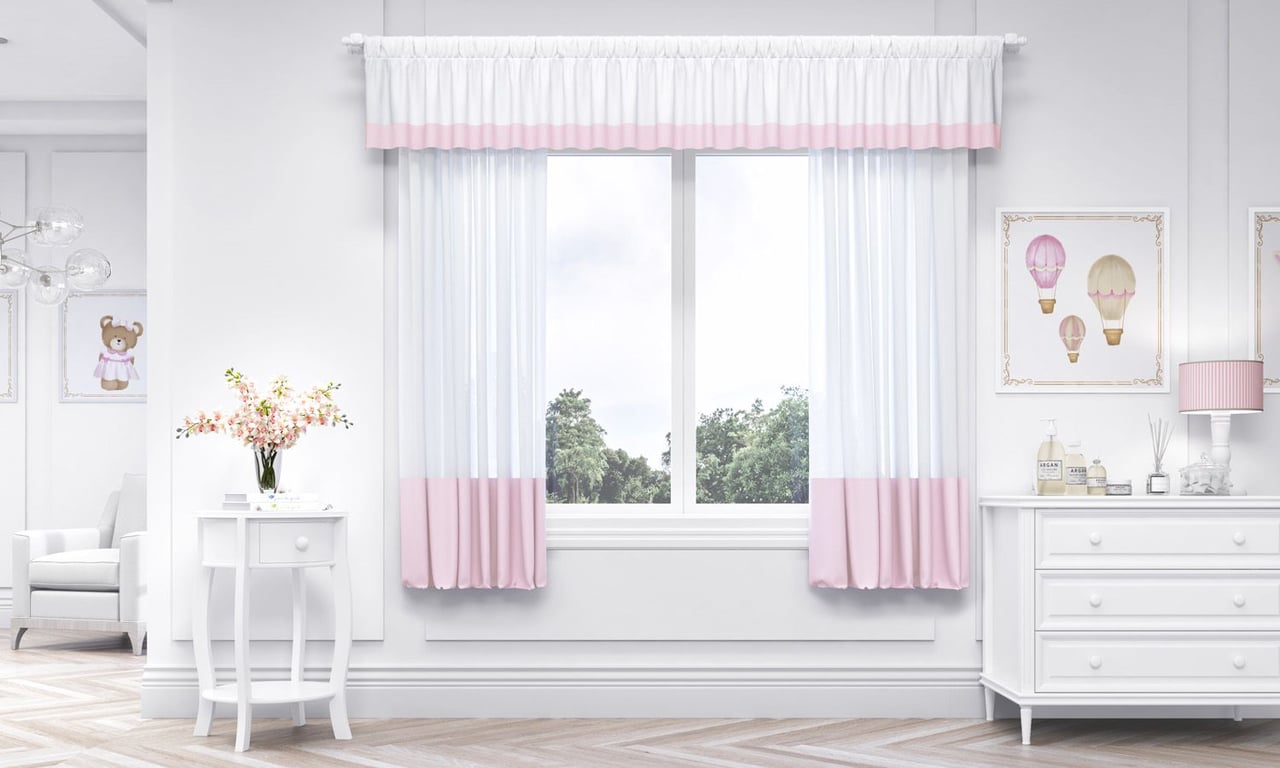 Cortina Luxo Branca/Azul 1,50m