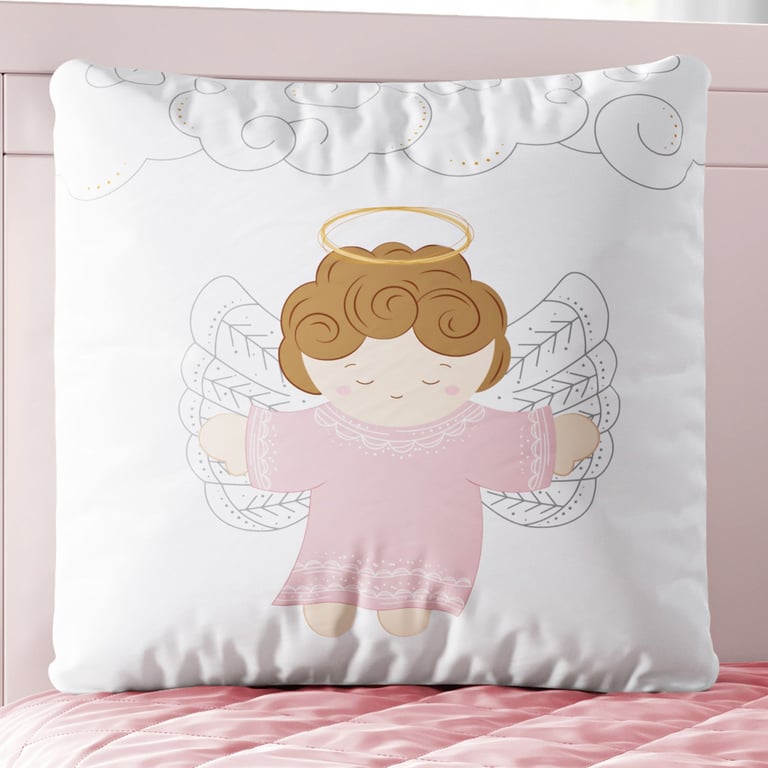 Almofada Quadrada Anjinha Rosa 30cm