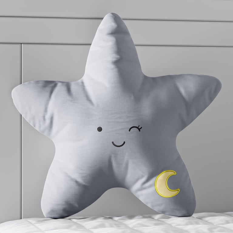 Almofada Amiguinha Estrela Lua Rosa e Amarelo 30cm