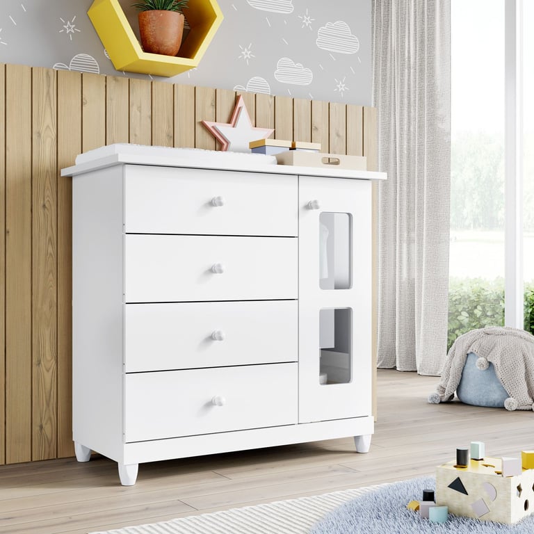 Cômoda Infantil Branco com Porta Mila