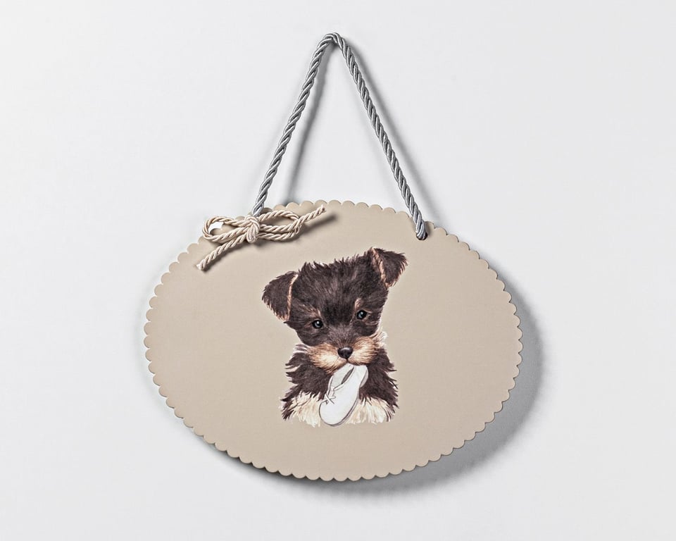 Placa Cachorrinho Amigo Yorkshire Bege