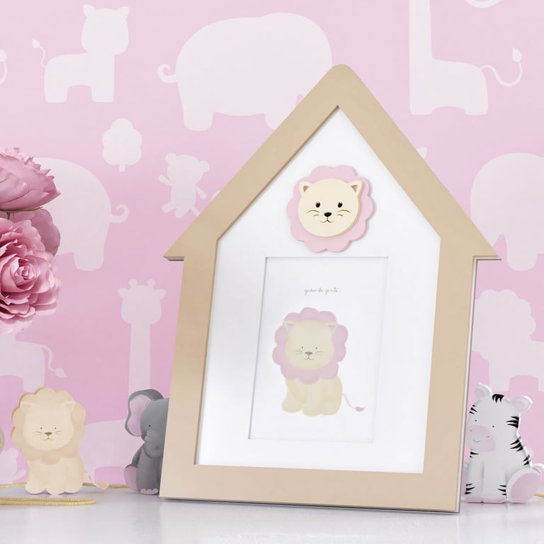 Porta Retrato MDF Amiguinho Leão 9cm x 9cm