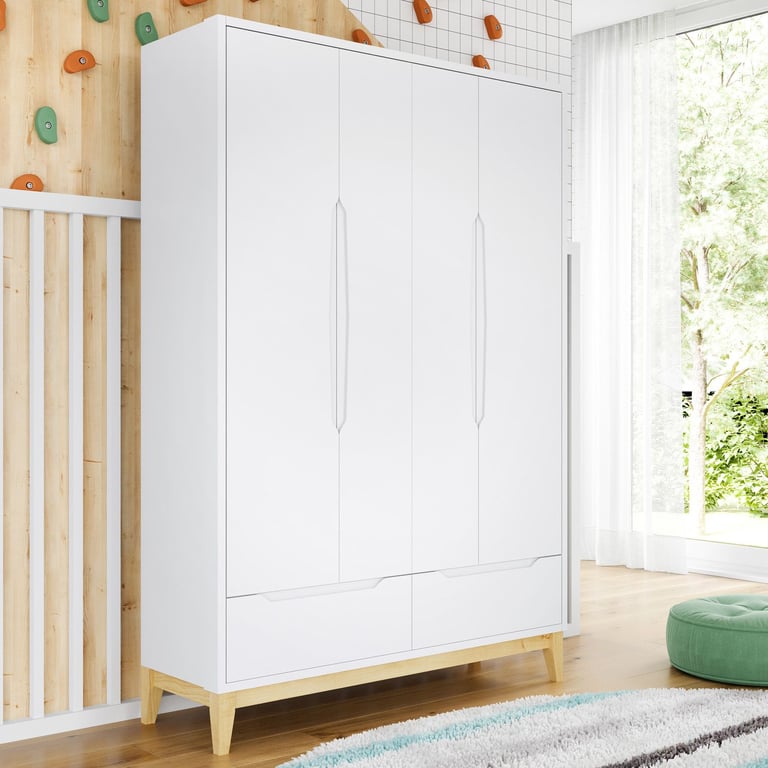 Guarda Roupa Infantil Branco 4 Portas Amor Perfeito