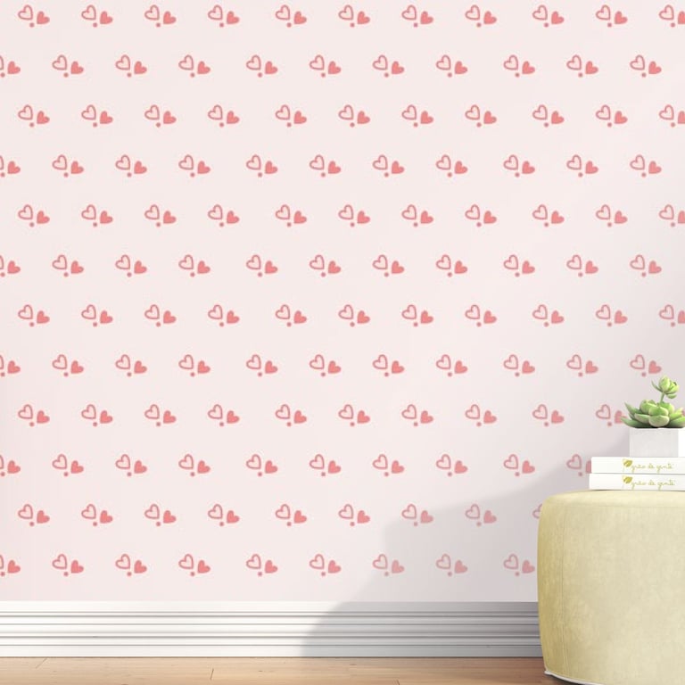 Papel de Parede Coração Pequenino Rosa 3m
