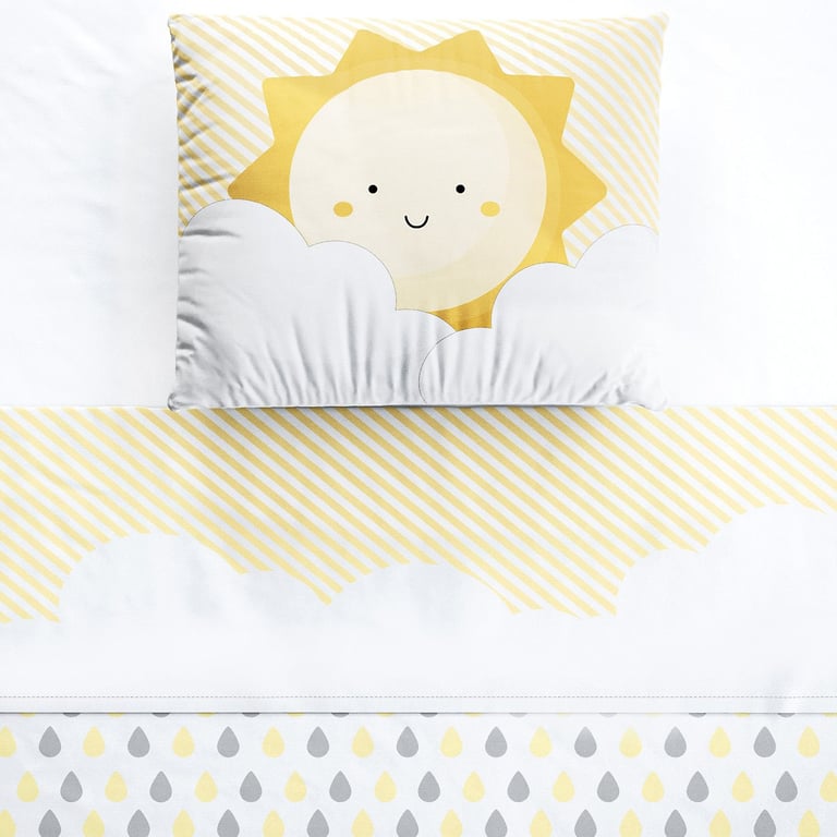 Jogo de Lençol Berço Nuvem de Algodão Azul 3 peças