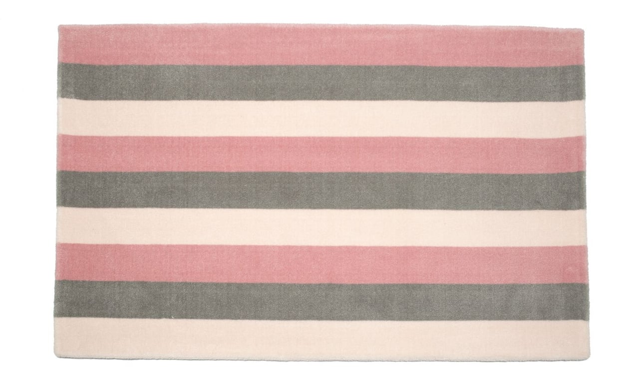 Tapete Retangular Listrado Tricolor Azul 95cm