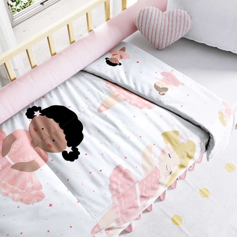Edredom de Berço Dupla Face Bailarinas Baby
