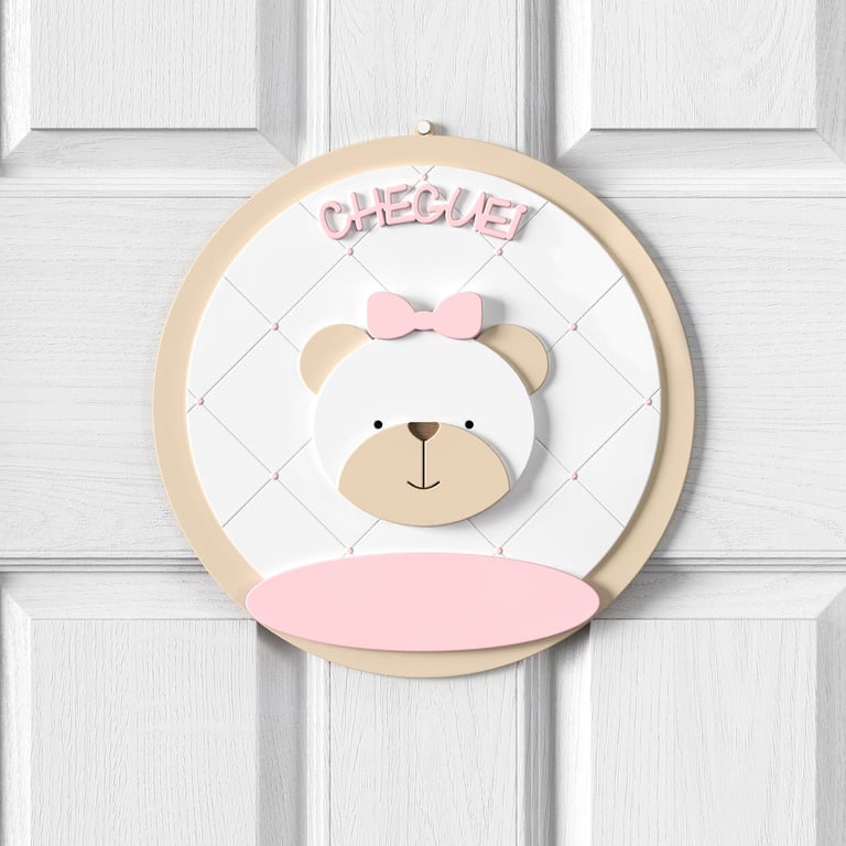 Porta Maternidade Personalizado Ursa Rosa Clássico