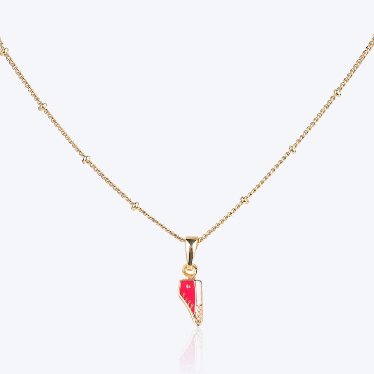 Conjunto Infantil Colar e Brincos Tênis Pink com Bolinhas Ouro — vista alternativa