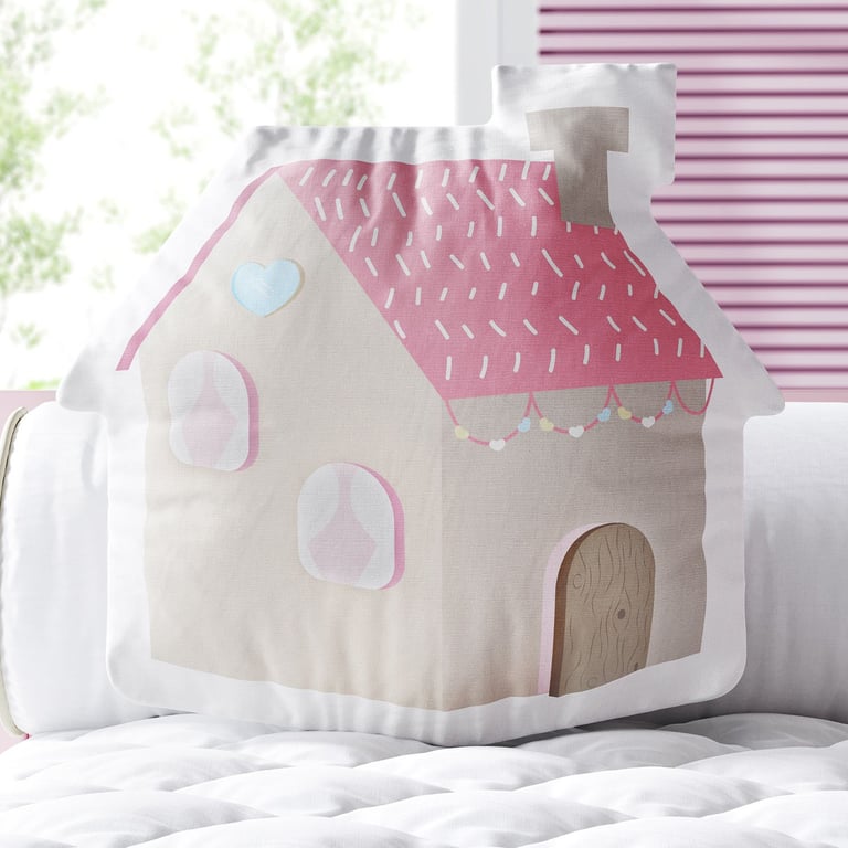 Almofada Casinha Cor de Rosa 33cm
