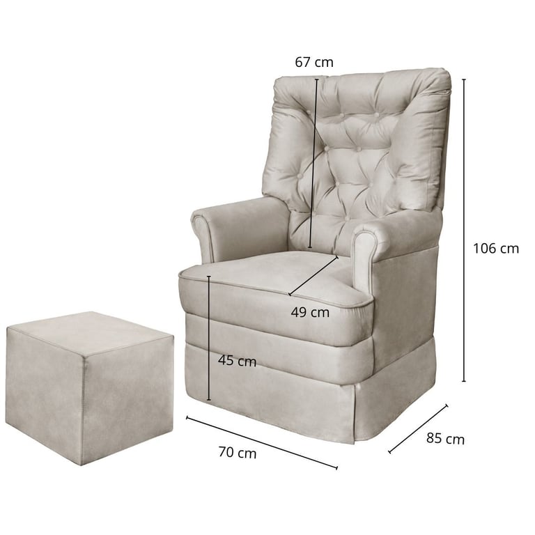 Poltrona Alana Giratória Bege — vista alternativa