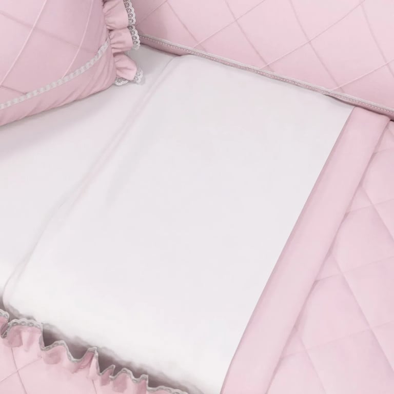 Jogo de Lençol Berço Rosa Clássico