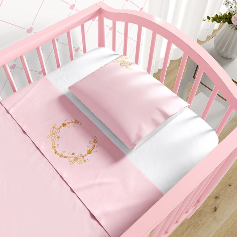 Jogo de Lençol Berço Arabesco Rosa e Dourado 3 peças — vista alternativa