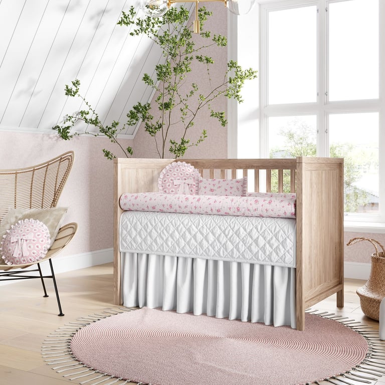 Kit Berço Rolinhos Rosas Xadrez 8 Peças — vista alternativa